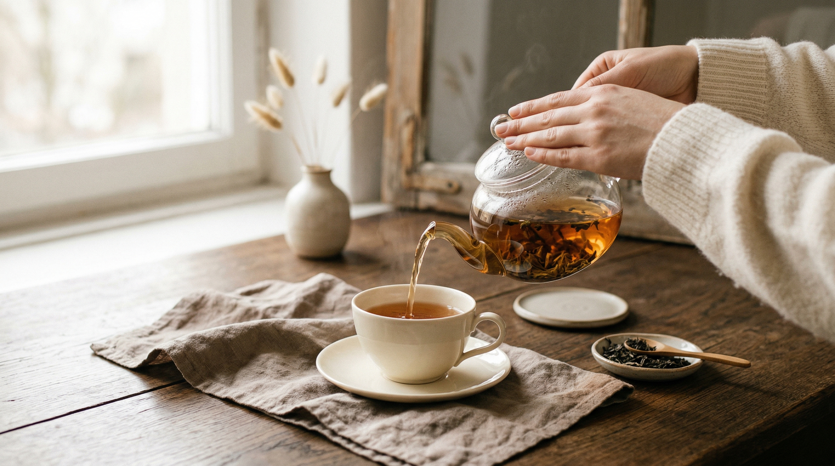 The careful ritual of pouring tea